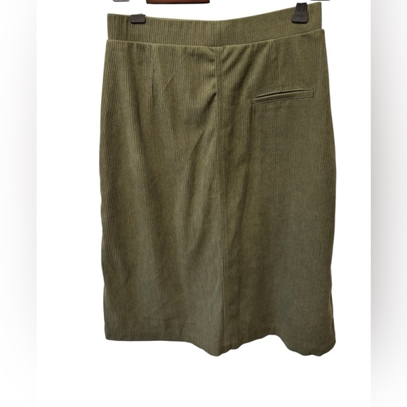 Halara Aura Cord Cloud Olive Green Midi Pencil Skirt Sz S Knee Length Pockets - Picture 2 of 4